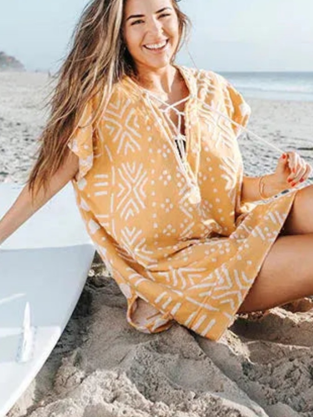 Sand Cloud Women’s Mustard Yellow Beach Adobe Mud Cover-Up Tunic - Picture 4 of 10